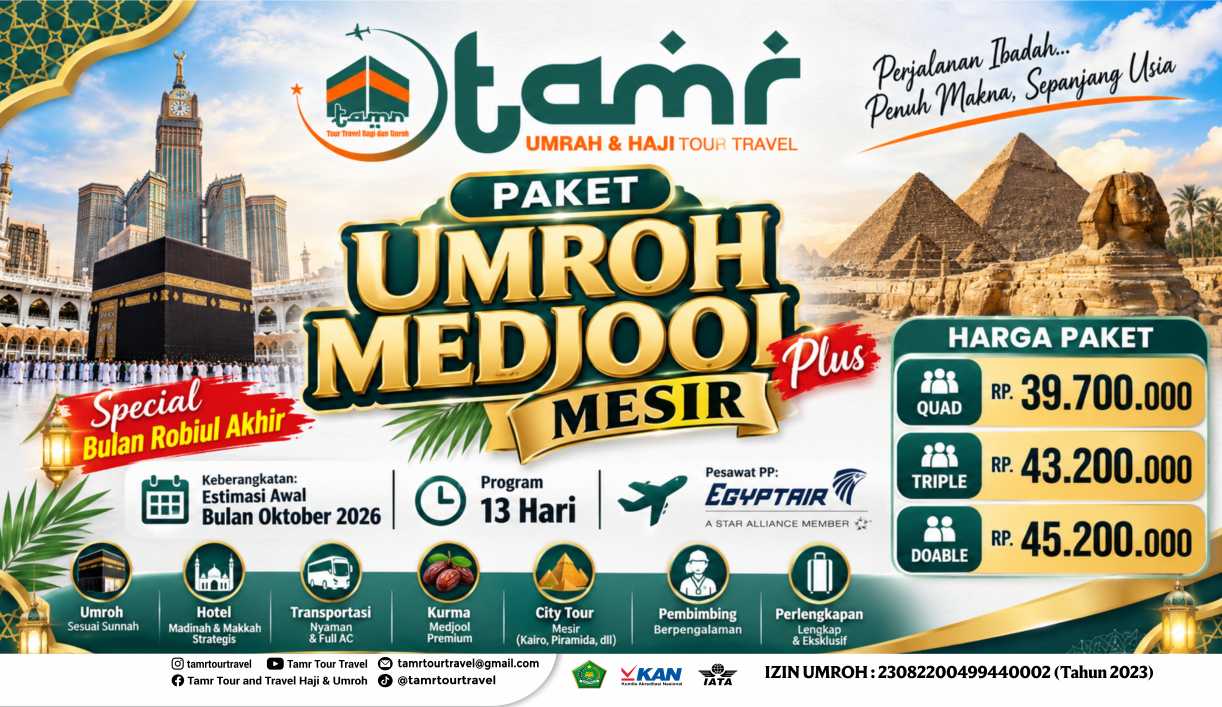 PAKET UMROH MEDJOOL Plus Mesir Target 35pax